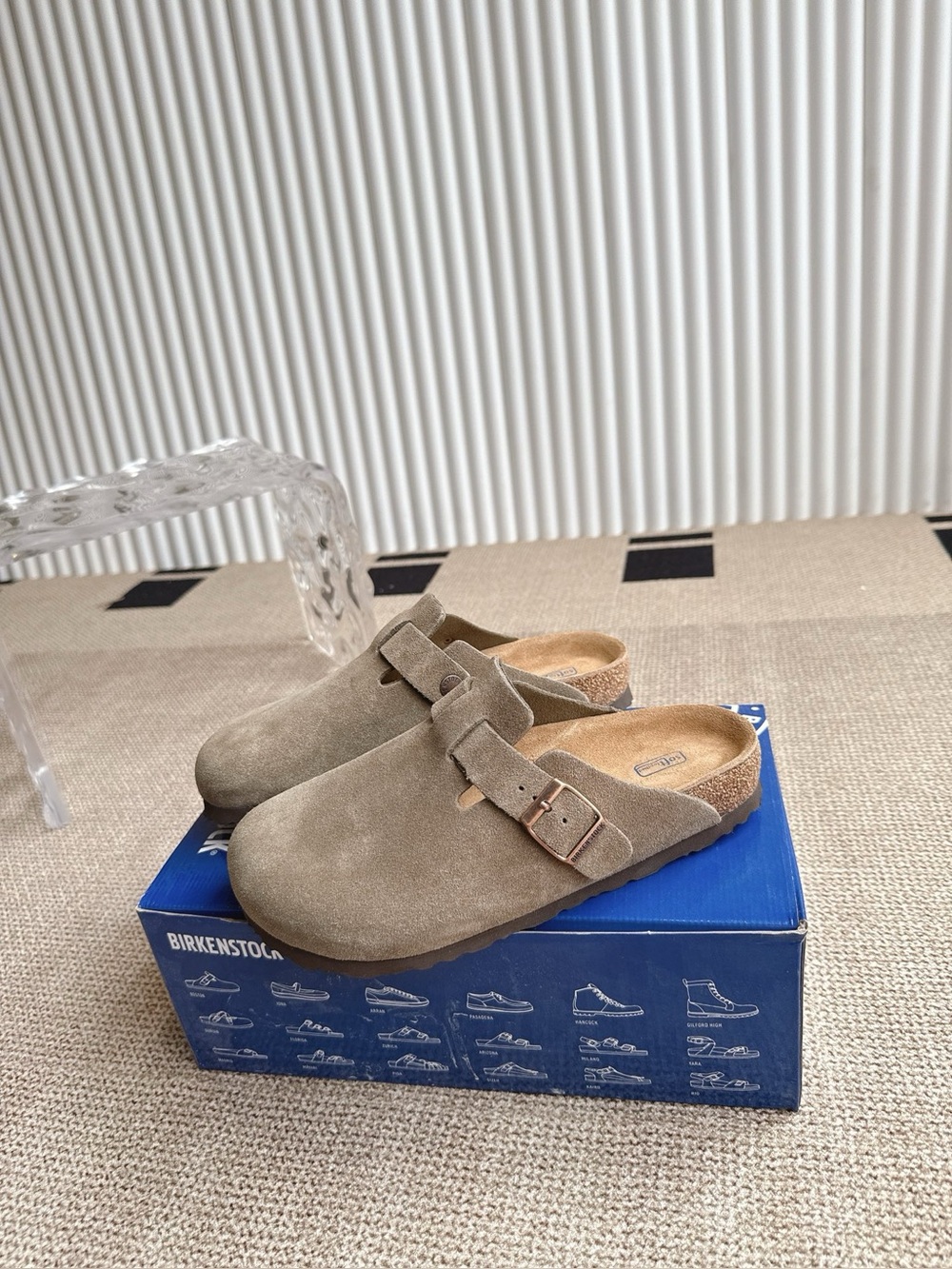 BIRKENSTOCK Boston taupe suede mule clogs